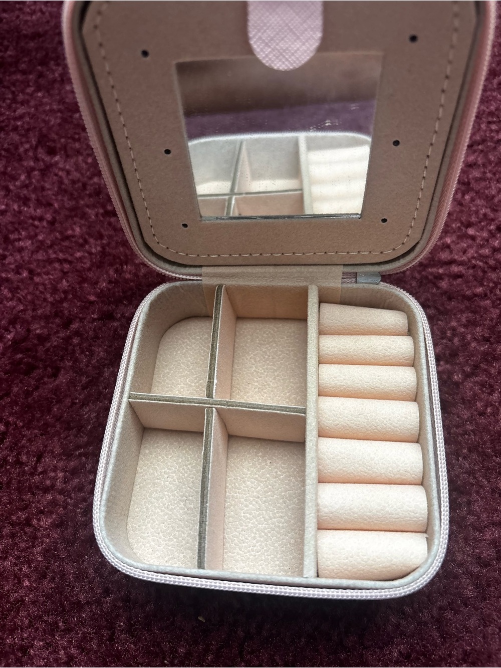 Compact Travel Jewelry Case in Light Pink